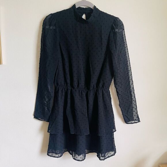 NEW Yumi Kim Black Swiss Dot Lovey Layered Ruffled Skirt Dress S - Picture 4 of 14